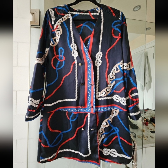 Zara Dresses & Skirts - Zara Nautical Chain Print Blouse - Size S